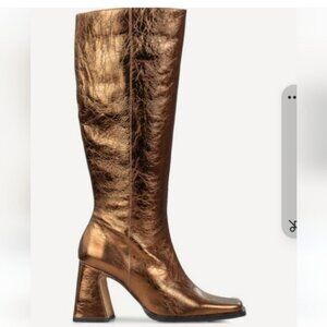 NEW Ana Palma Metallic Bronze Knee High Boots Size 39 US 8.5 Made In Spain